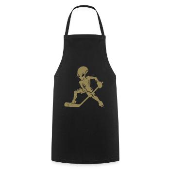 Alien Ice Hockey Player Silhouette Minimalist - Cooking Apron - black - Front - AI Model Male 185 dark (185cm)