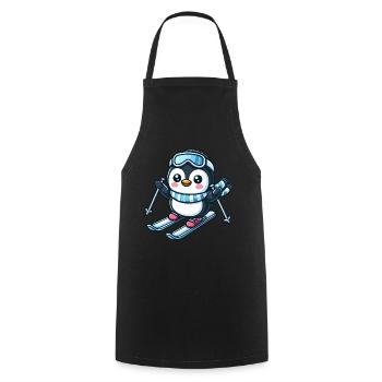Pinguin Skifahrer Wintersport Abenteuer - Kochschürze - Schwarz - Vorne - AI Model Male 185 dark (185cm)