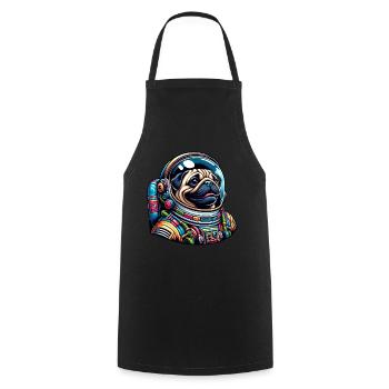 Colorful Pug Astronaut in Space - Cooking Apron - black - Front - AI Model Male 185 dark (185cm)