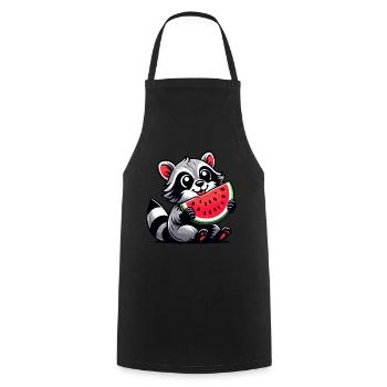 Waschbär Mit Wassermelone Fruchtig Lustig - Kochschürze - Schwarz - Vorne - AI Model Male 185 dark (185cm)