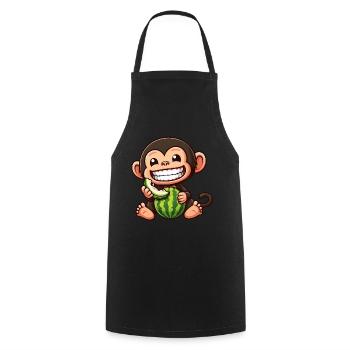 Monkey Chimpanzee Melon Watermelon Honeydew melon - Cooking Apron - black - Front - AI Model Male 185 dark (185cm)
