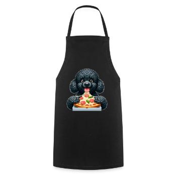 Le caniche noir aime la pizza drôle de chien - Tablier de cuisine - noir - Devant - AI Model Male 185 dark (185cm)