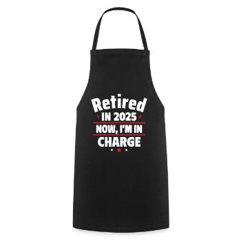 Retired in 2025: Now I decide - Cooking Apron - black - Front - AI Model Male 185 dark (185cm)