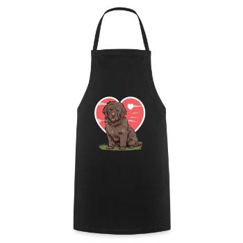 Newfoundland dog with a big heart - Cooking Apron - black - Front - AI Model Male 185 dark (185cm)