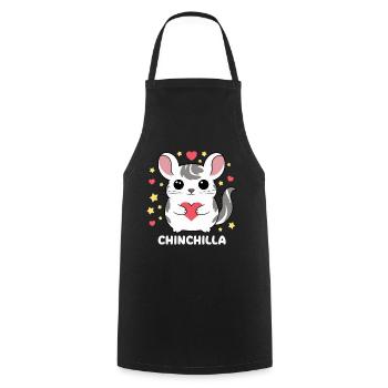 Chinchila kawaii avec cœurs et étoiles - Tablier de cuisine - noir - Devant - AI Model Male 185 dark (185cm)