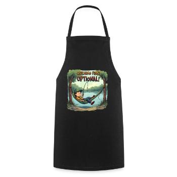 Catching Fish? Optional! Fisherman Fishing Shirt - Cooking Apron - black - Front - AI Model Male 185 dark (185cm)