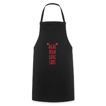 Real Men Love Cats / Katzen - Cooking Apron - black - Front - AI Model Male 185 dark (185cm)