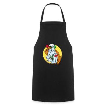 Romeo Lover Horse (horse) - Cooking Apron - black - Front - AI Model Male 185 dark (185cm)