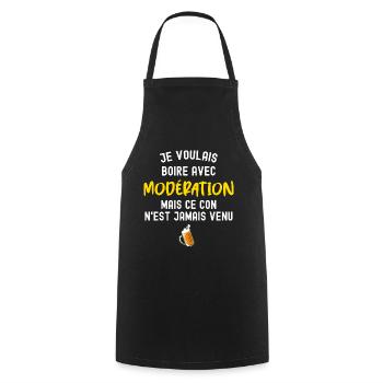 Boire avec modération humour bière pour homme - Tablier de cuisine - noir - Devant - AI Model Male 185 dark (185cm)