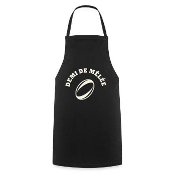 rugby position demi de mêlée - Tablier de cuisine - noir - Devant - AI Model Male 185 dark (185cm)