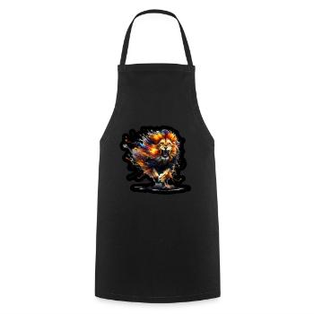 Wild Lion in Watercolor (Black) - Cooking Apron - black - Front - AI Model Male 185 dark (185cm)