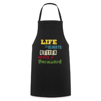 life is always better with a Bernhard - Cooking Apron - black - Front - AI Model Male 185 dark (185cm)