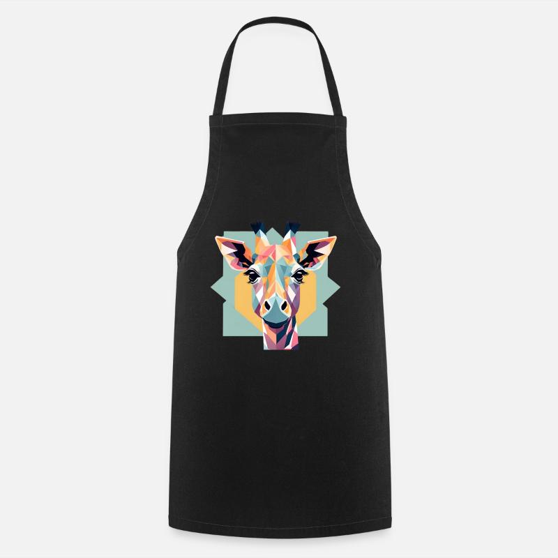 Geometric Giraffe Gift Geometry - Cooking Apron - black