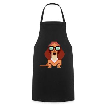 Chien viennois Pixel Art Dog Lover chiot - Tablier de cuisine - noir - Devant - AI Model Male 185 dark (185cm)