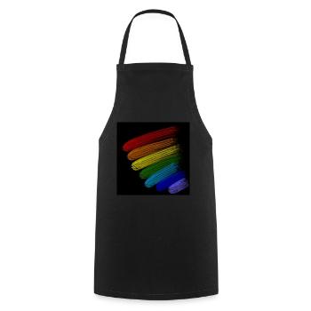 Regenbogen-Streifen - Kochschürze - Schwarz - Vorne - AI Model Male 185 dark (185cm)
