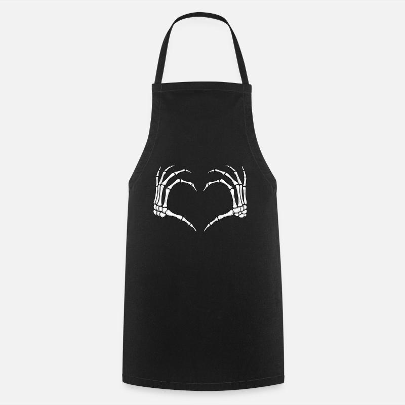 Skeleton Hands Heart Sign Retro Halloween - Cooking Apron - black