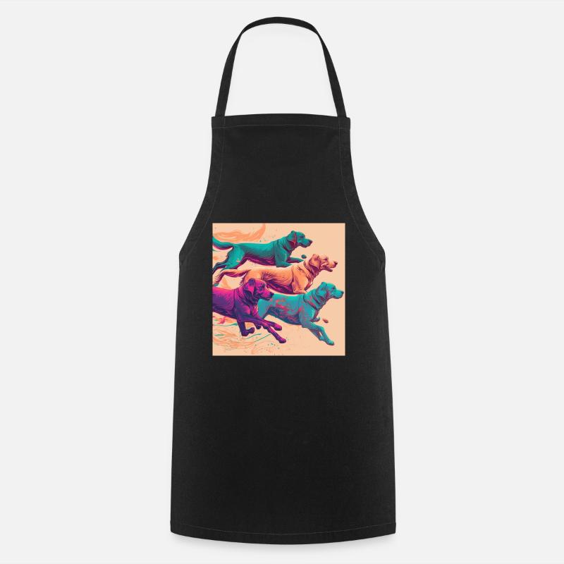 Chiens colorés - Groupe de chiens - Tablier de cuisine - noir