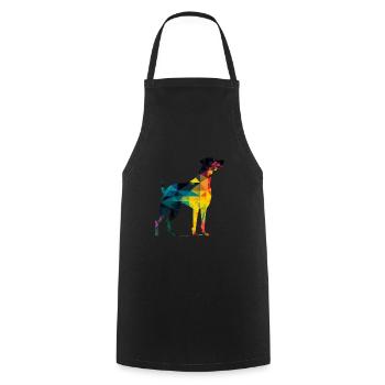 Chien coloré - Beau chien - Tablier de cuisine - noir - Devant - AI Model Male 185 dark (185cm)