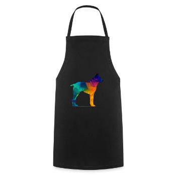 Chien coloré - Beau chien - Tablier de cuisine - noir - Devant - AI Model Male 185 dark (185cm)