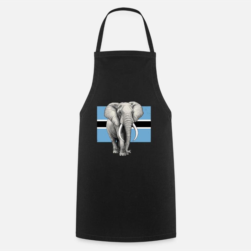 Elefant Flagge von Botswana - Kochschürze - Schwarz