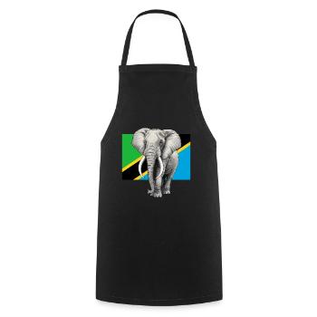 Drapeau éléphant de Tanzanie - Tablier de cuisine - noir - Devant - AI Model Male 185 dark (185cm)