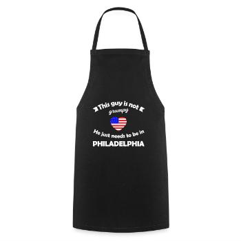 Philadelphie en Amérique - Tablier de cuisine - noir - Devant - AI Model Male 185 dark (185cm)