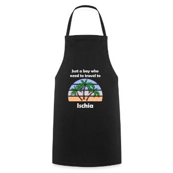 Vacances sur l’île d’Ischia - Tablier de cuisine - noir - Devant - AI Model Male 185 dark (185cm)