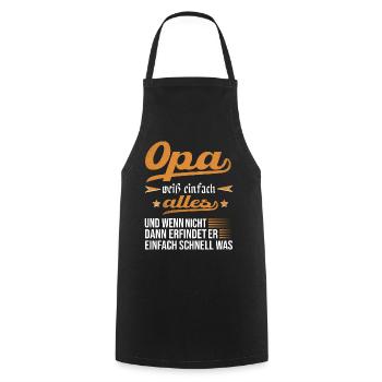 Opa Geschenkidee Opa weiß alles Spruch Großvater - Kochschürze - Schwarz - Vorne - AI Model Male 185 dark (185cm)