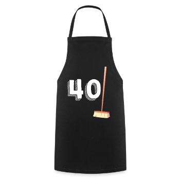 40 Balais Cadeau Humour Original Anniversaire - Tablier de cuisine - noir - Devant - AI Model Male 185 dark (185cm)