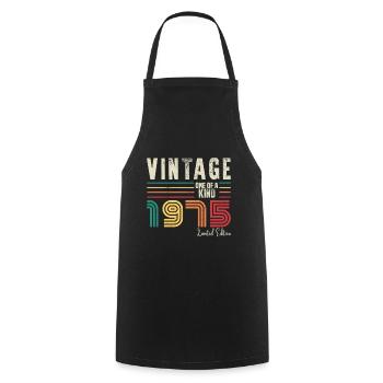 1975 Anniversaire vintage rétro né en 1975 - Tablier de cuisine - noir - Devant - AI Model Male 185 dark (185cm)