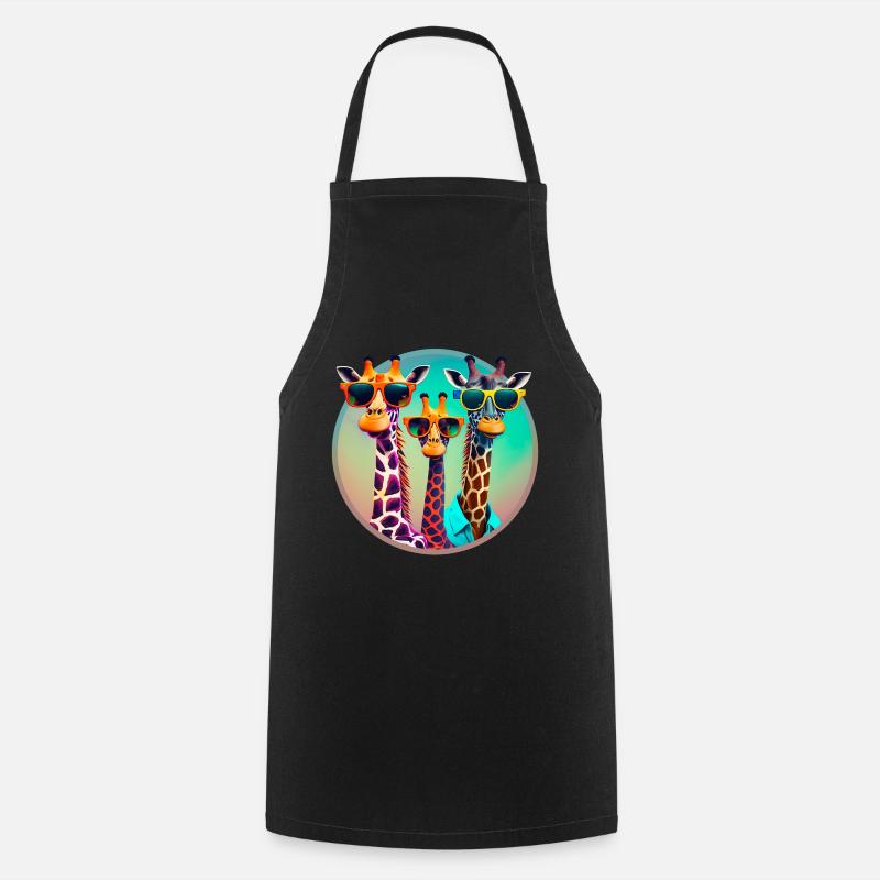 3 girafes cool avec des lunettes de soleil - Tablier de cuisine - noir