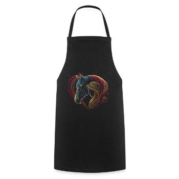 Woman Rider,Equestrian,Riding,Horse,Heart - Cooking Apron - black - Front - AI Model Male 185 dark (185cm)