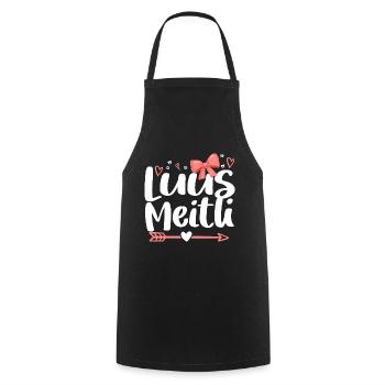 Luus Meitli Lausmensch - Kochschürze - Schwarz - Vorne - AI Model Male 185 dark (185cm)