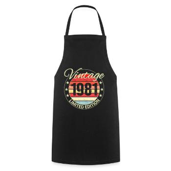 Vintage 1981 - Édition limitée - Tablier de cuisine - noir - Devant - AI Model Male 185 dark (185cm)