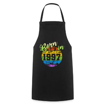 Born in 1997 - Cooking Apron - black - Front - AI Model Male 185 dark (185cm)