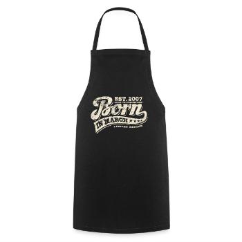 Born in March 2007 - Birthday - Gift - Cooking Apron - black - Front - AI Model Male 185 dark (185cm)