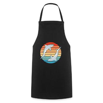 Bull Shark Retro Sunset - Cooking Apron - black - Front - AI Model Male 185 dark (185cm)
