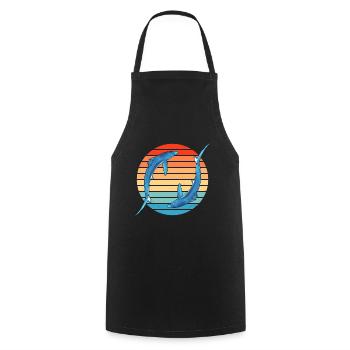 Blue Shark Retro Sunset - Cooking Apron - black - Front - AI Model Male 185 dark (185cm)
