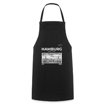 Hamburg City - Kochschürze - Schwarz - Vorne - AI Model Male 185 dark (185cm)