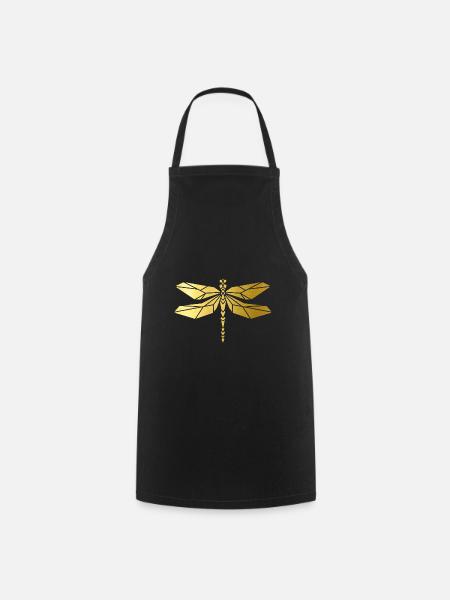 Cooles goldenes Libellen Design! - Kochschürze - Schwarz