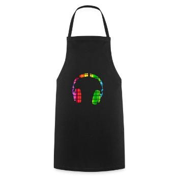Casque, écouteurs, dj, égaliseur, cadeau, disco - Tablier de cuisine - noir - Devant - AI Model Male 185 dark (185cm)