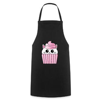 Tablier kawaii sucré de cuisson de muffin de chat - Tablier de cuisine - noir - Devant - AI Model Male 185 dark (185cm)