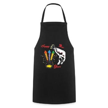 Poisson cadeau de canne à pêche pêcheur Happy New Year - Tablier de cuisine - noir - Devant - AI Model Male 185 dark (185cm)