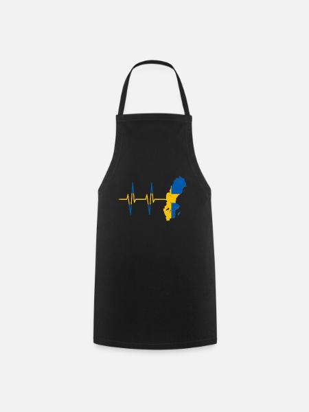 Herzschlag Schweden- Puls, Schwedisch, Geschenk - Kochschürze - Schwarz