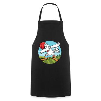 Dabbing Poulet | Coq d'animal de ferme dansant - Tablier de cuisine - noir - Devant - AI Model Male 185 dark (185cm)