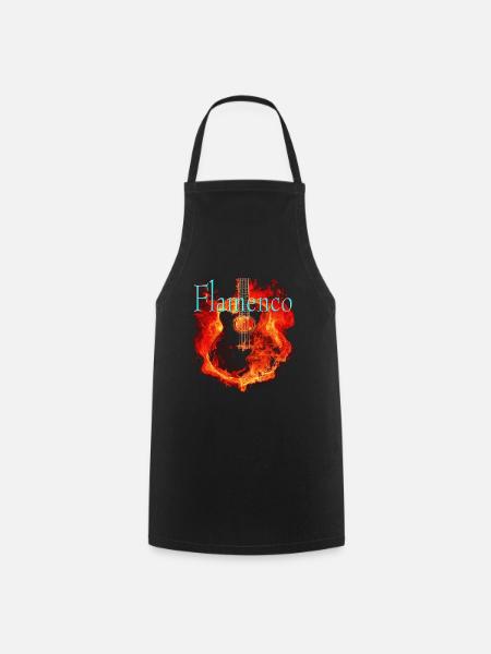 Spanish flamenco guitar in flames - Cooking Apron - black