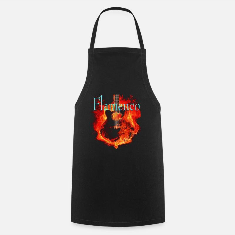Spanish flamenco guitar in flames - Cooking Apron - black