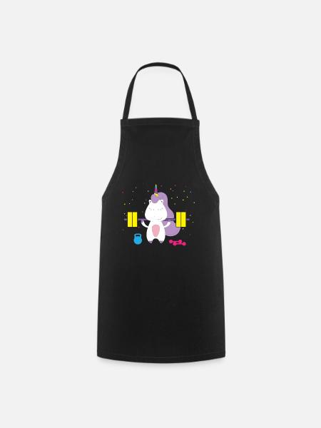 Einhorn Unicorn Work-Out - Kochschürze - Schwarz