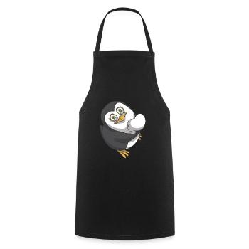 Une idée cadeau coeur de pingouins - Tablier de cuisine - noir - Devant - AI Model Male 185 dark (185cm)