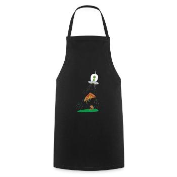 Ufo pizza pour alien - Tablier de cuisine - noir - Devant - AI Model Male 185 dark (185cm)